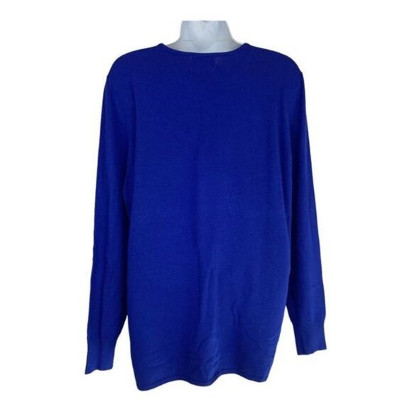 Jaclyn Smith Collection Blue Sweater Studded Detail Crew Neck Long Sleeve Size M - Picture 3 of 4